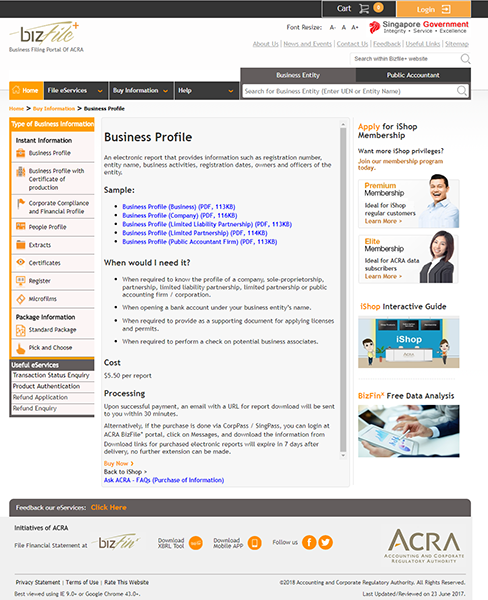 BizFile buying info